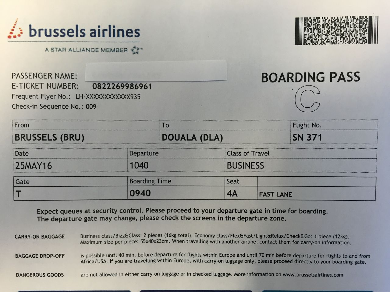 documents de voyage brussels airlines