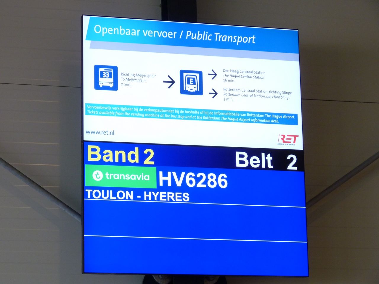 Avis du vol Transavia Toulon → Rotterdam en Economique