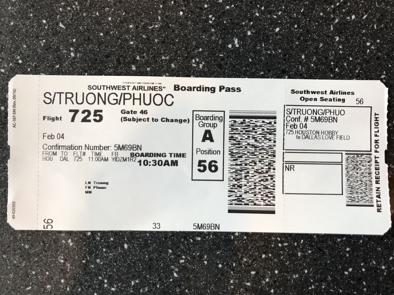 southwest boarding pass