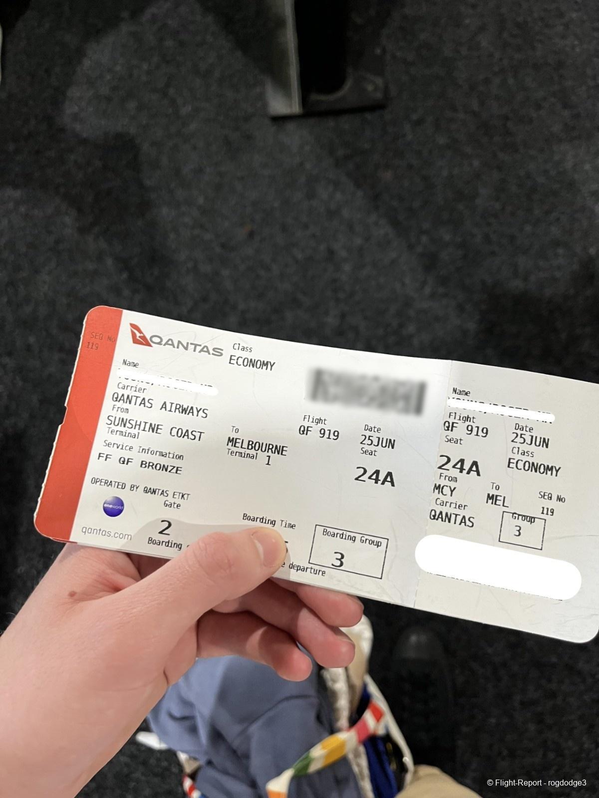 Qantas Maroochydore → Melbourne