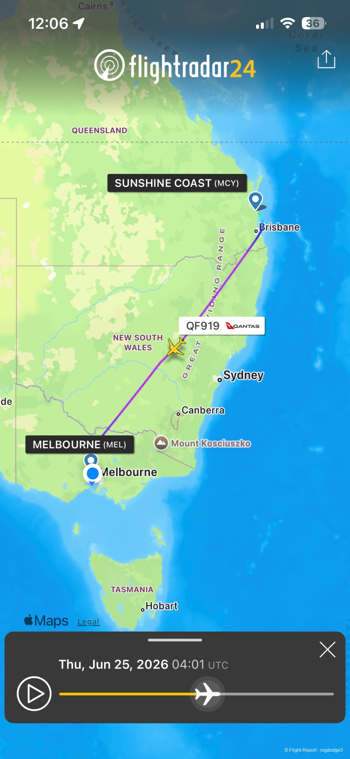 Qantas Maroochydore → Melbourne