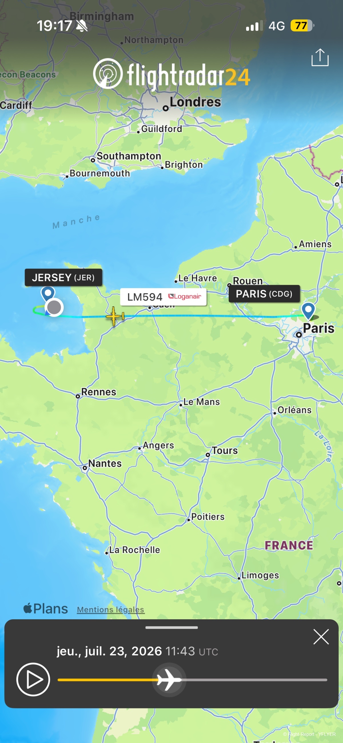 Loganair Paris → Jersey