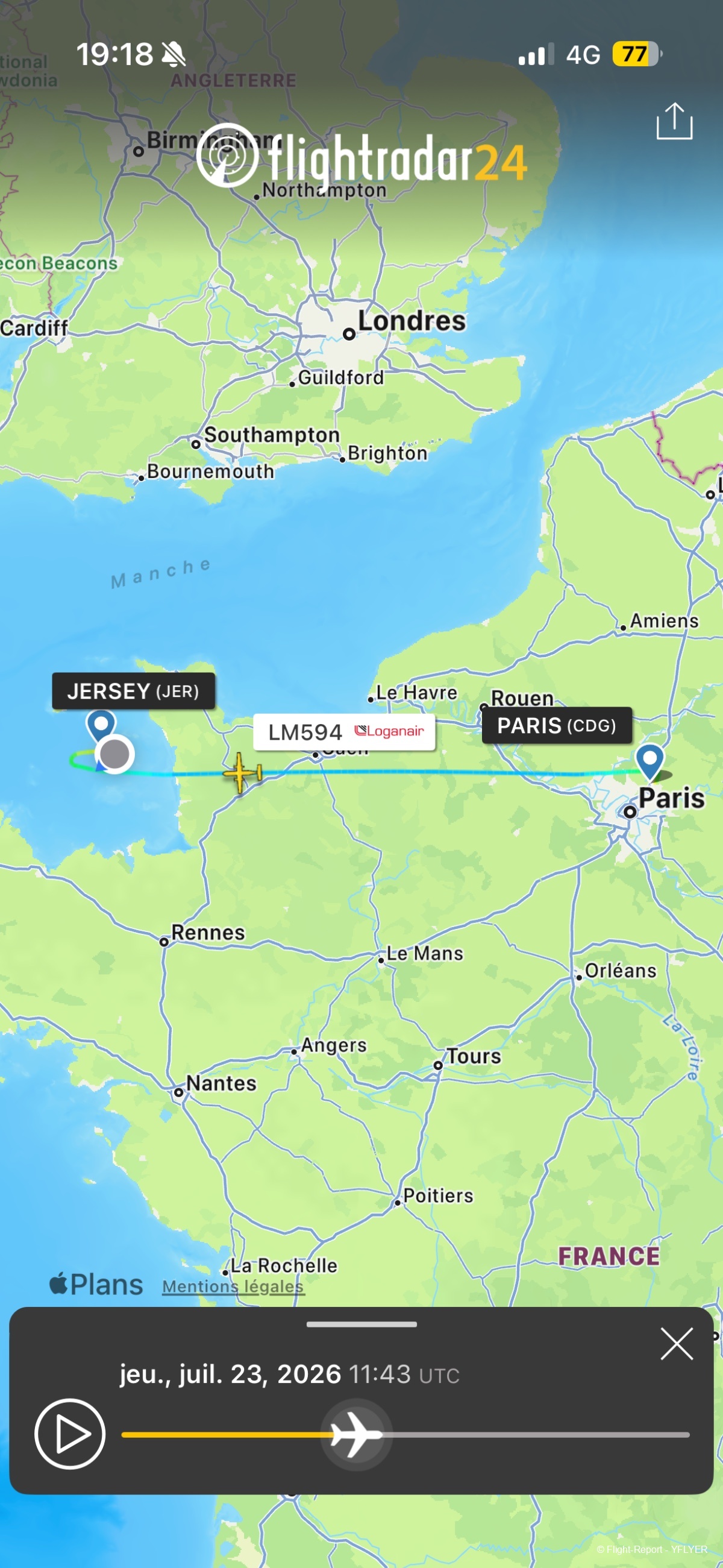 Loganair Paris → Jersey