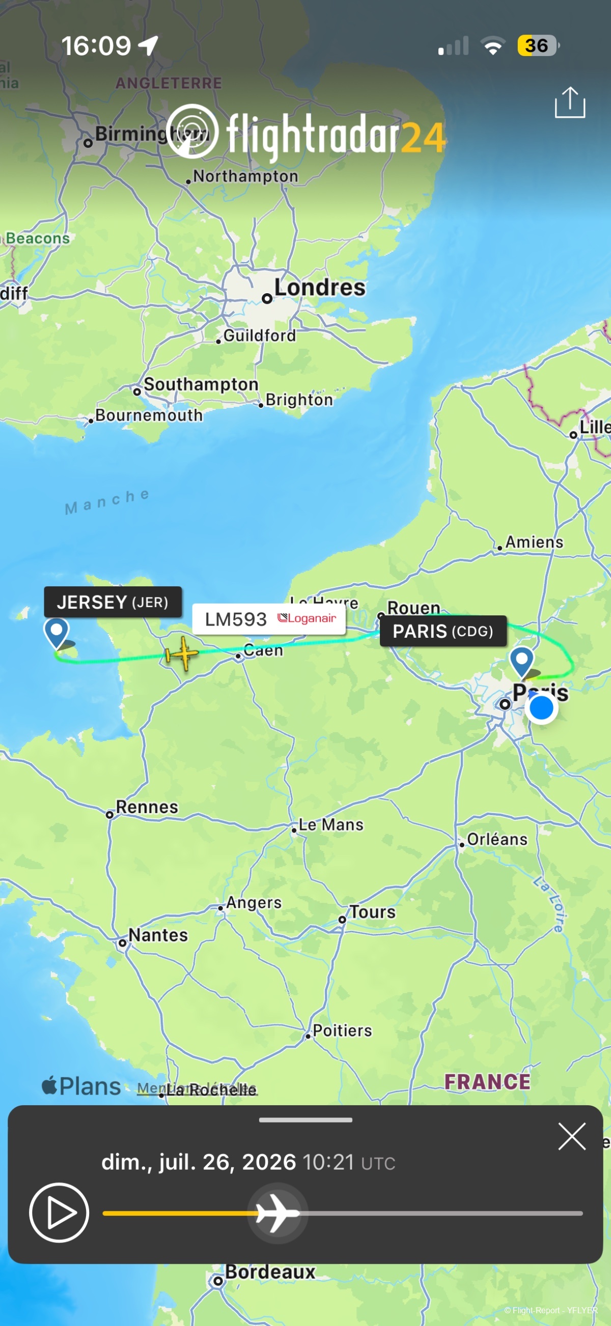 Loganair Jersey → Paris