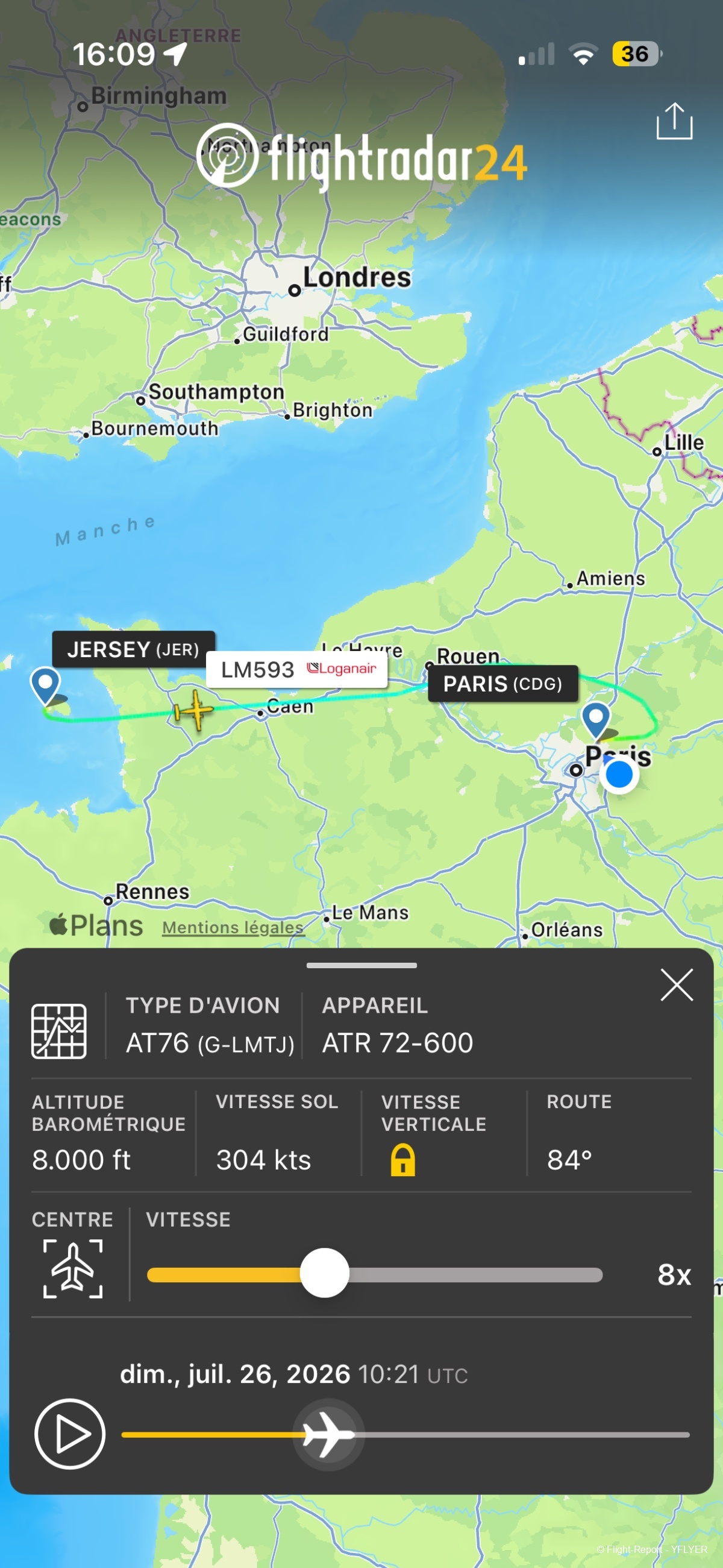 Loganair Jersey → Paris