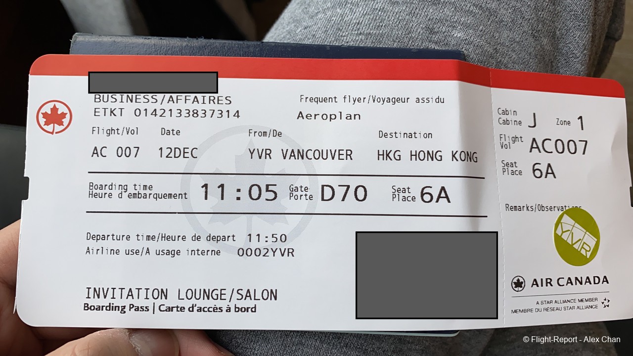 Review of Air Canada flight from Vancouver to Hong Kong in Business