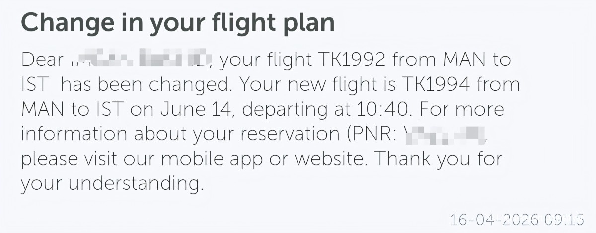 Turkish Airlines Manchester → Istanbul