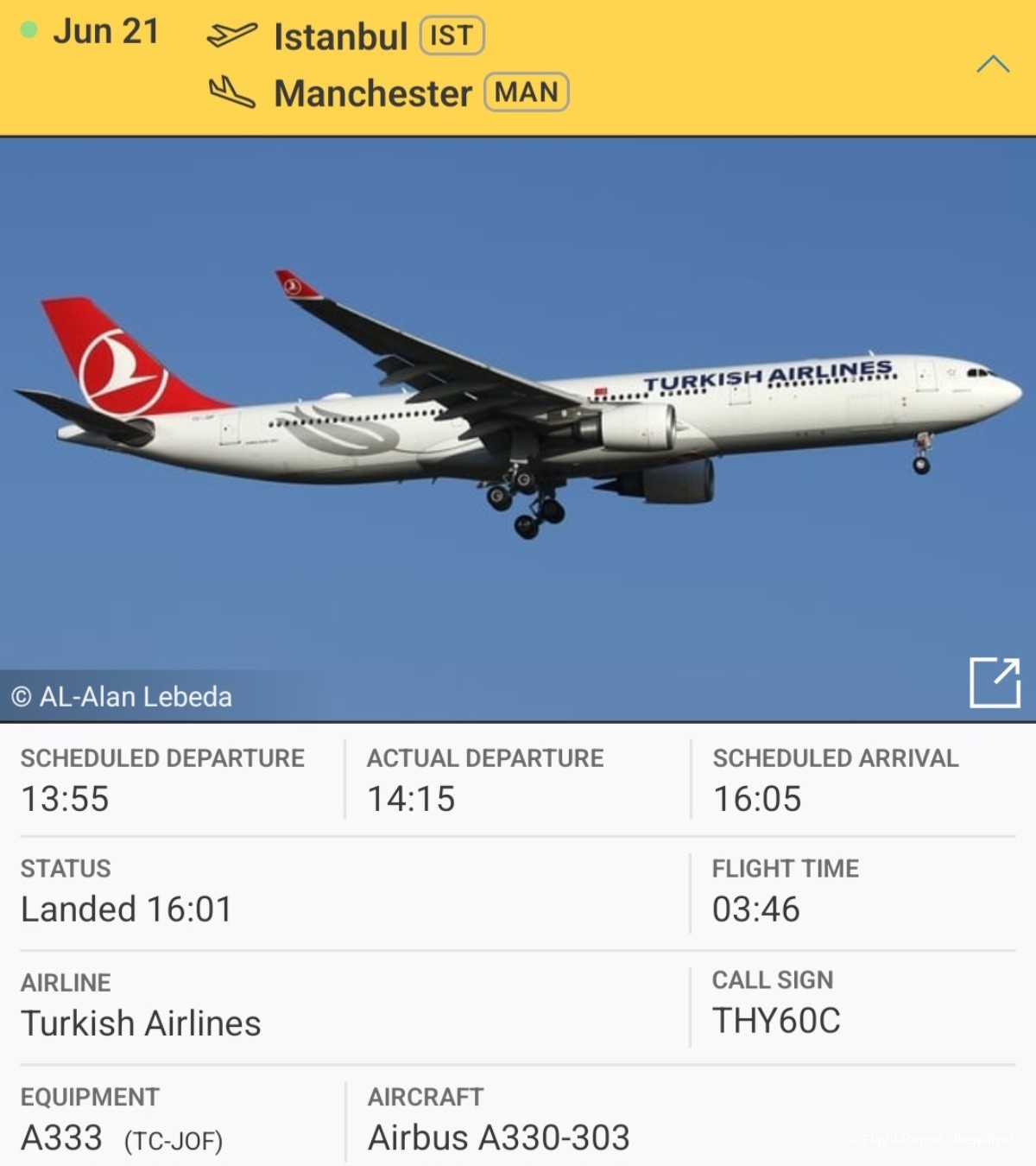 Turkish Airlines Istanbul → Manchester