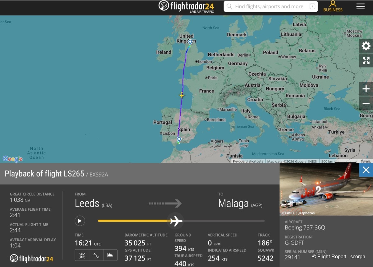 Jet2.com Leeds → Malaga