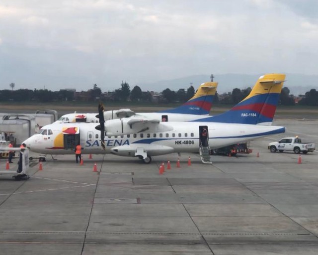 Satena planes in Medellin airport