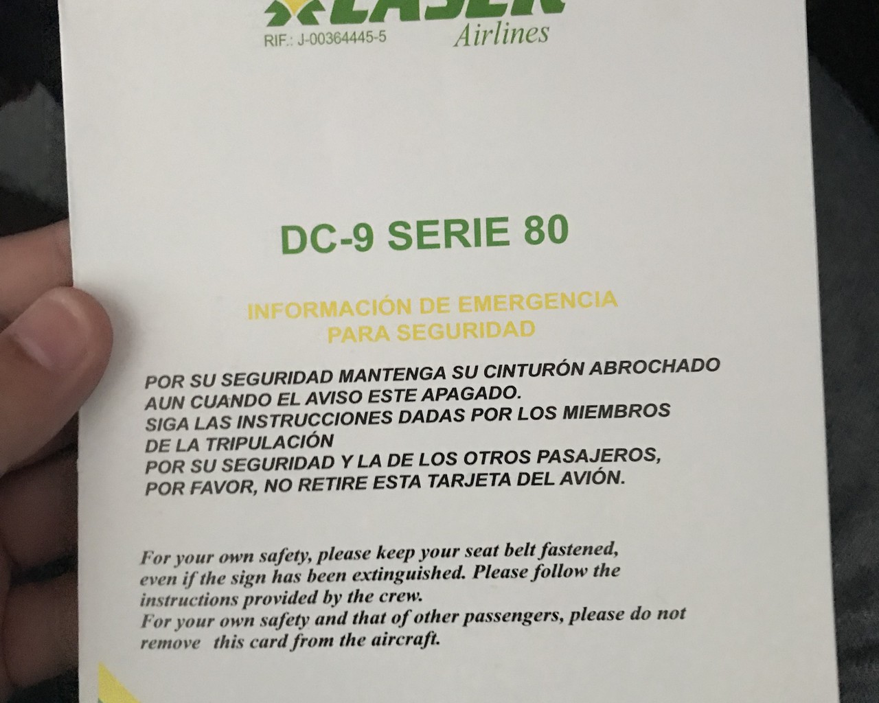 Avis du vol LASER Airlines Puerto OrdazCiudad Guayana → Caracas en Economique